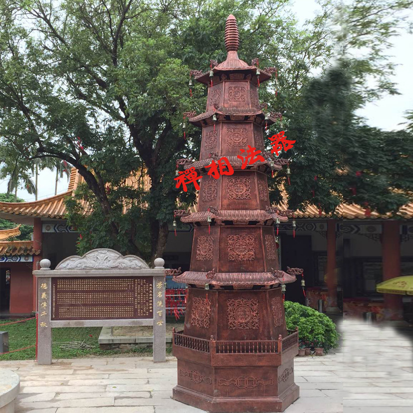 寺院宝塔、五层香炉宝鼎