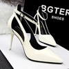 European and American fashion simple women’s shoes high heeled shoes thin heeled high heeled shallow mouth pointed one l