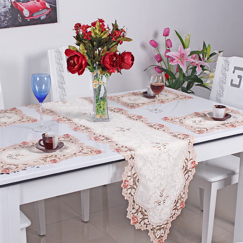 1018 Deep European Country Embroidered Table Flag Fabric Bed Flag TV Stand Cover, Dinner Plate & Mug Mat, Factory Direct Sale
