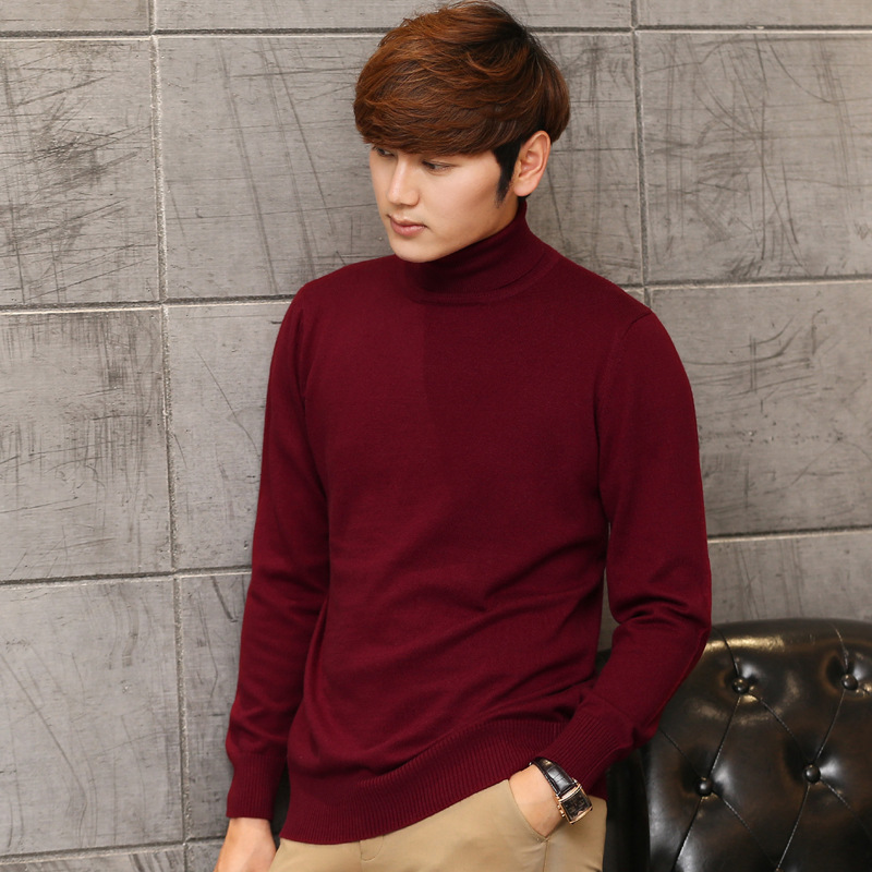 Autumn and winter High collar Cashmere sweater Young men Korean Edition Base coat Socket High lapel sweater Solid Sweater