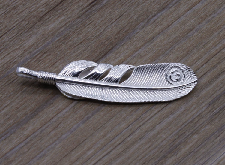 Застежка из настоящего корейского S925 серебра Thai Silver перо подвеска ожерелье индивидуальная привязь мужчинам Горо Горо Так