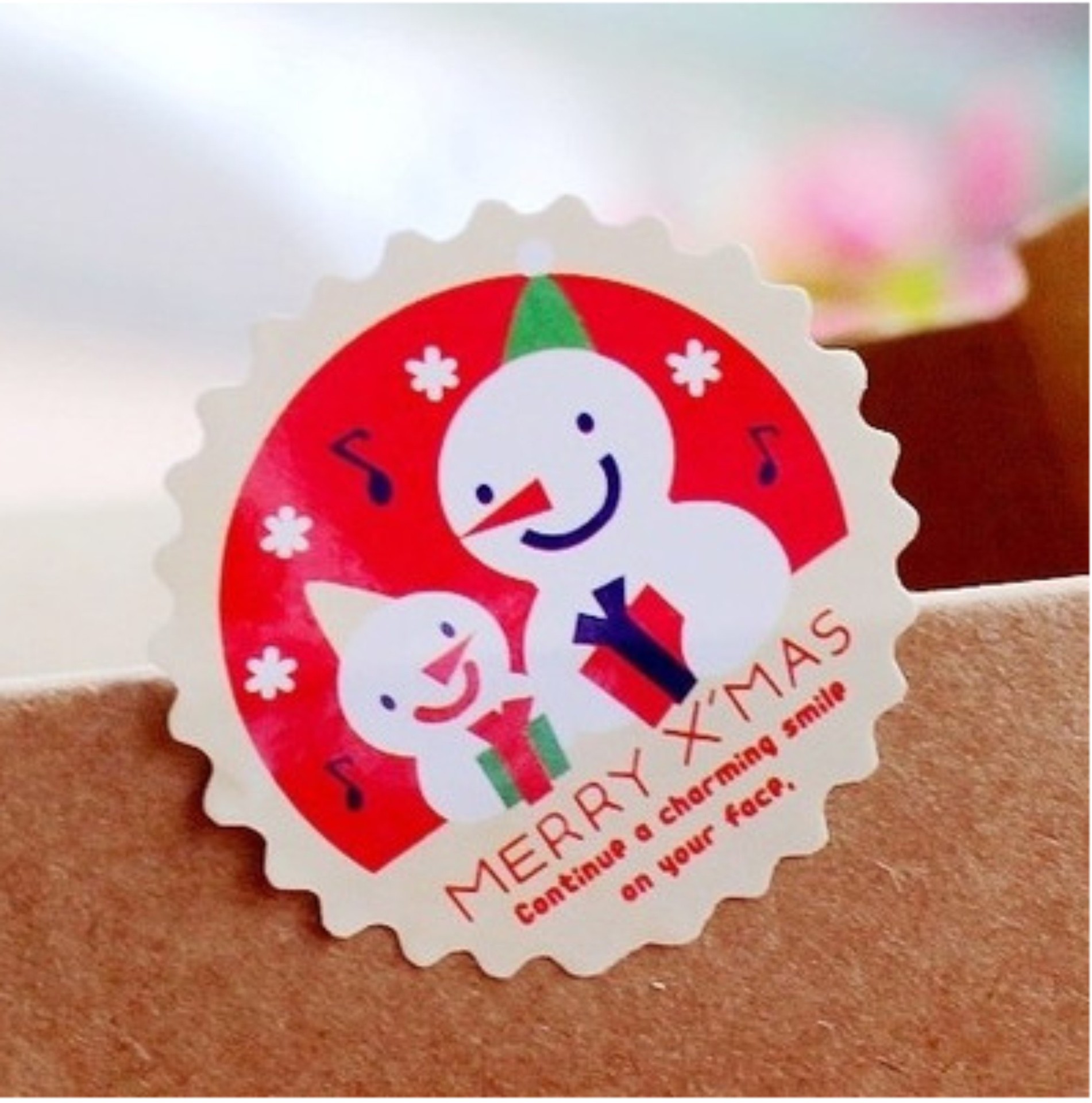 DIY烘焙装饰礼品包装 圣诞款贴纸 音乐圣诞老人封口贴纸 9枚入