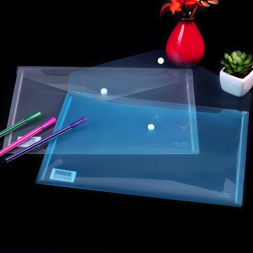 Deli 5505 transparent file bag a4 paper file bag plastic information bag briefcase snaps wholesale