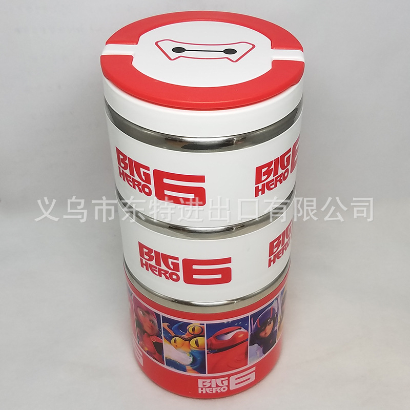 Stainless steel round lunch box in cartoon shape, children's Frozen Big white robot cat food box, student picnic lunch box detail image 16