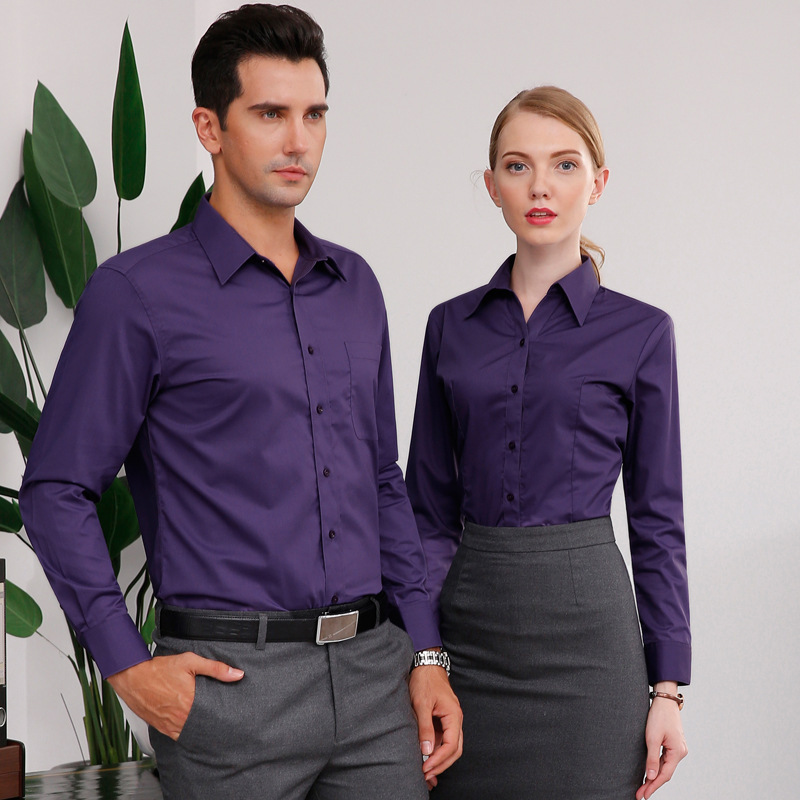 Autumn Men's and Women's Long-sleeved Slim-fit Workwear Business White Shirt Ironing-free Professional Dress Men's Shirt Shirt Overalls