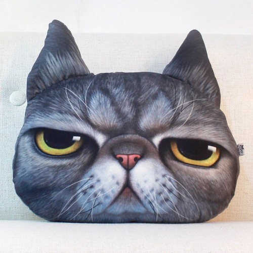 Catfan Original Cute Simulation Cat Pillow 3D Plush Sofa Cushion Plush Toy Gift for Girls Birthday