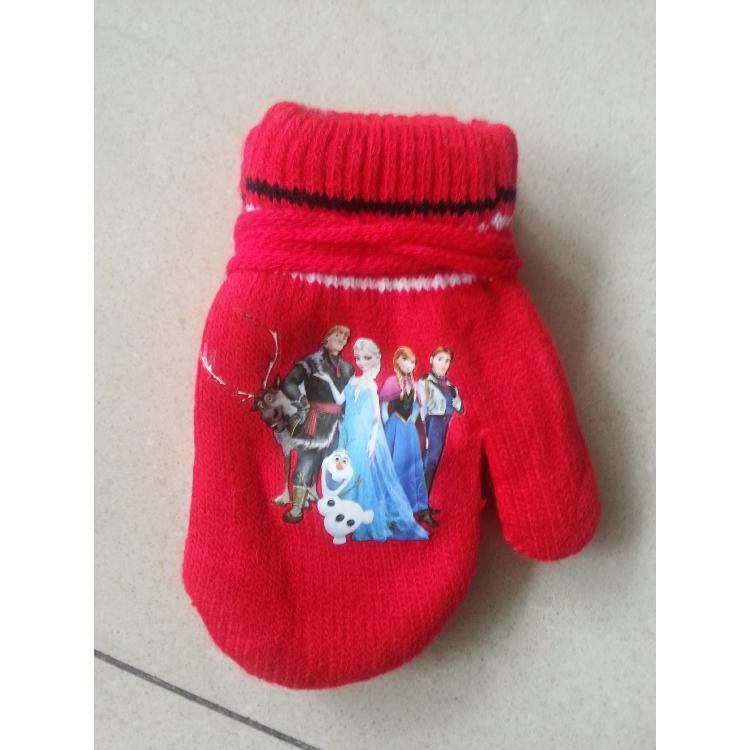 Guantes de punto de fábrica jardín de infantes acrílico bolsa de rayas conjunto de dibujos animados transferencia de calor de doble capa de invierno cálido guantes de impresión de goma