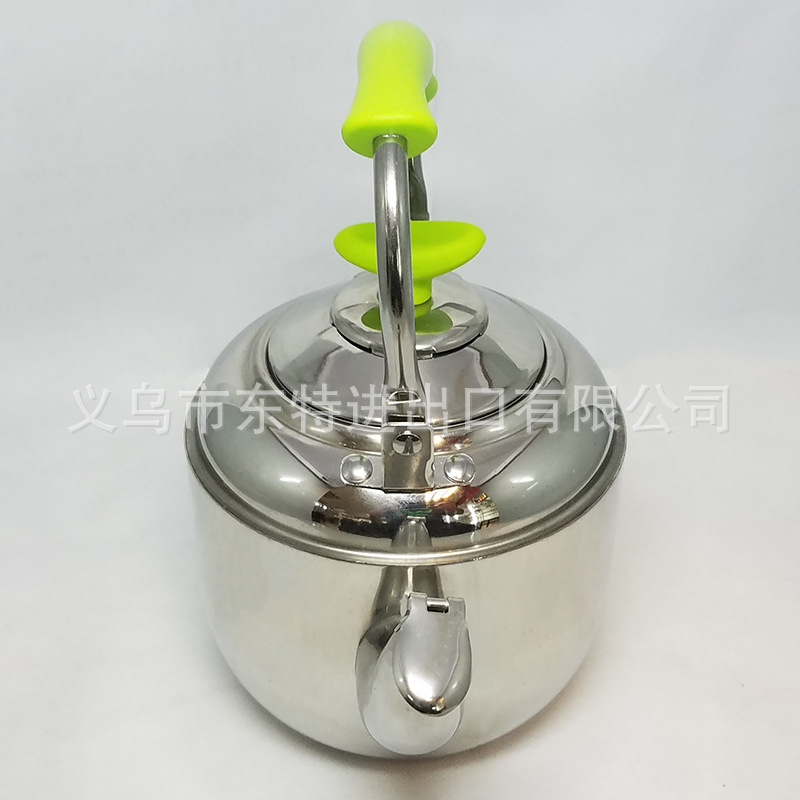 Factory direct sales of stainless steel water kettles, Korean-style sound kettles, green-handled sound kettles with spouts, thickened water kettles detail image 4