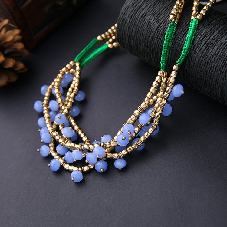 Graceful And Fashionable Ol Necklace Internet Celebrity Same Style Purple Crystal Gem Necklace European And American Atmosphere Multilayer Collarbone Necklace Wholesale display picture 2