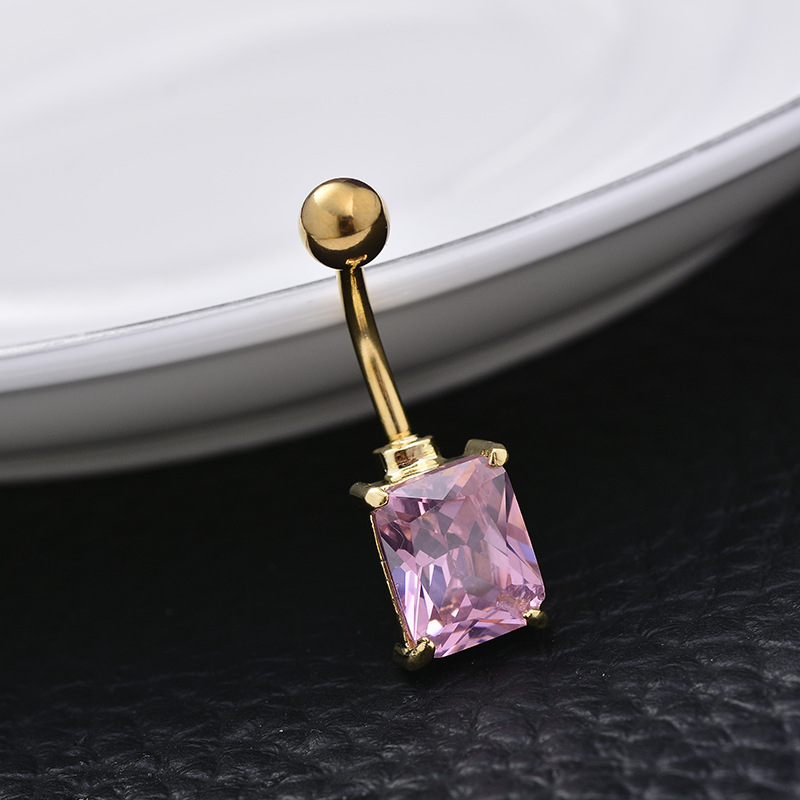 Hot Sale Medical Steel Square Round Navel Ring Belly Button Jewelry for Women detail image 11