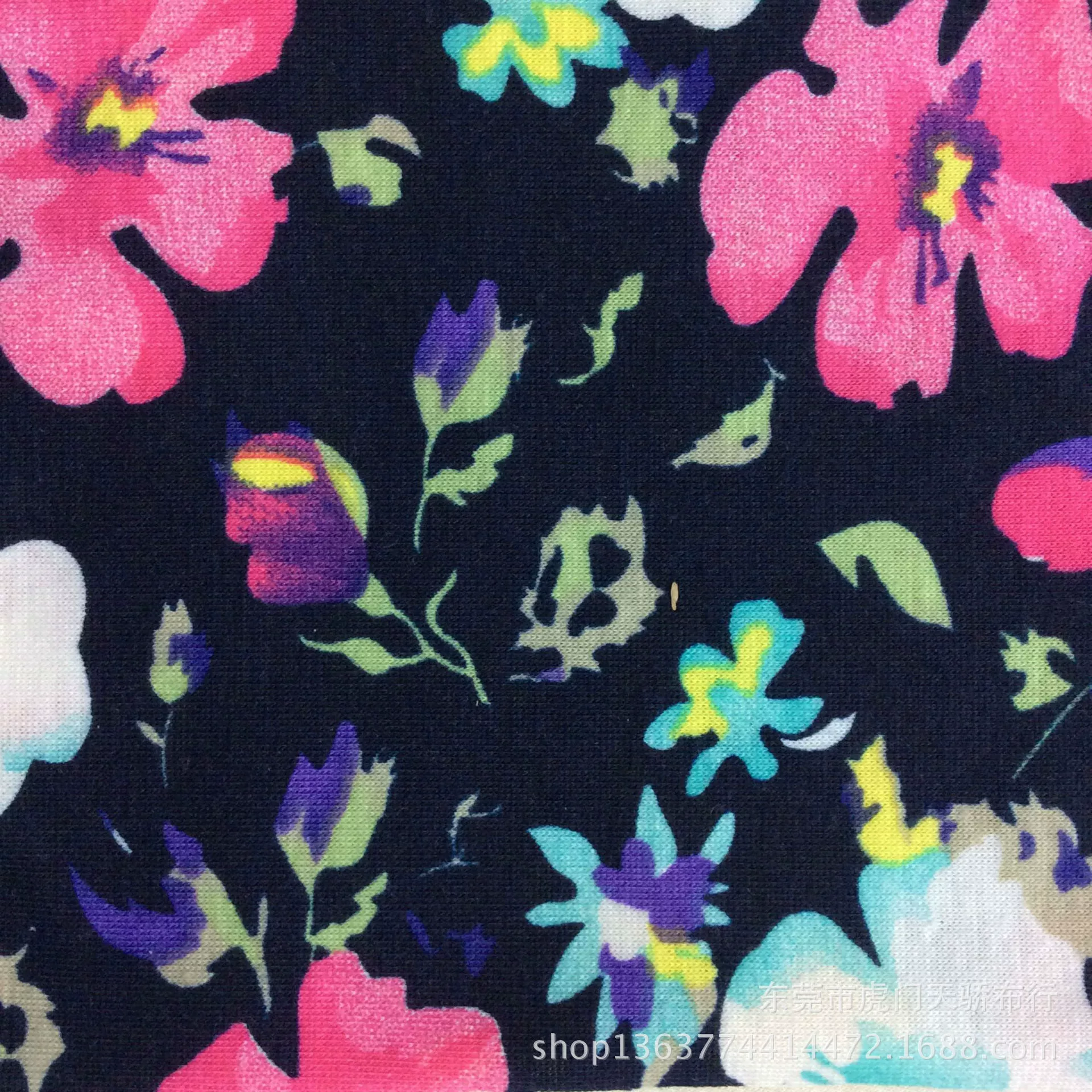 Spot supply knitting single jersey printing knitting imitation cotton pull frame printing small floral dress hair accessories