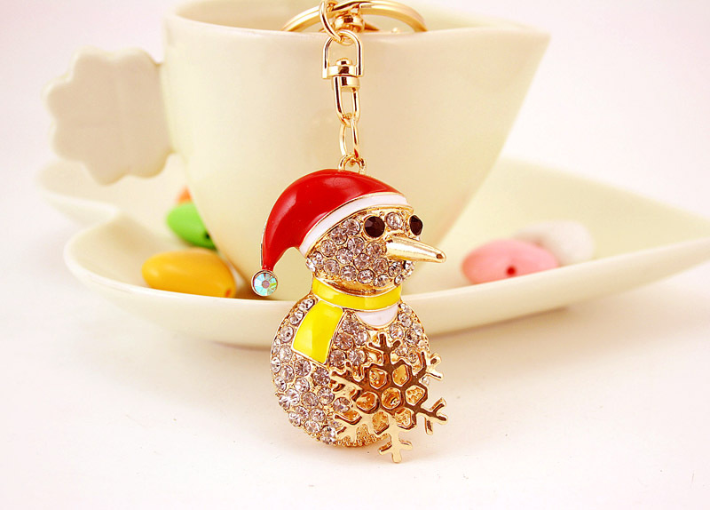 46g Weight Birthday Occasion Alloy, Metal Material Snowman Pattern Unisex Gender Christmas Hot-selling Craft Small Gifts Diamond Snowman Car Metal  Key Chain 4