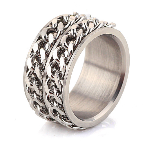 Fashion Hip-Hop Punk Vintage Chain Stainless Steel Man Index Finger Ring