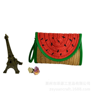 New CA Watermelon Hand-held Woman Straw Bag Manufacturer Direct Selling Straw Bag Hand-woven Bag