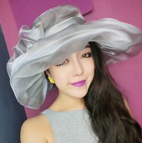 New Retro Mesh Flower Elegant Sun Hat for Women with Large Brim, Vacation Travel Sun Hat, Chiffon Hat