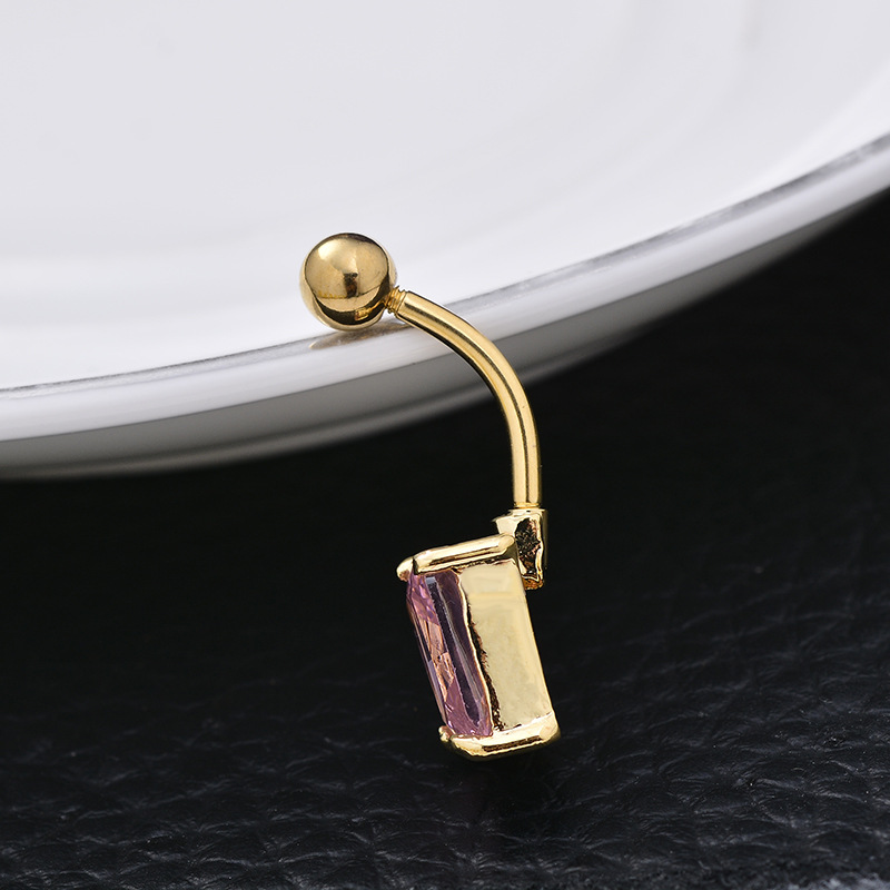 Hot Sale Medical Steel Square Round Navel Ring Belly Button Jewelry for Women detail image 12