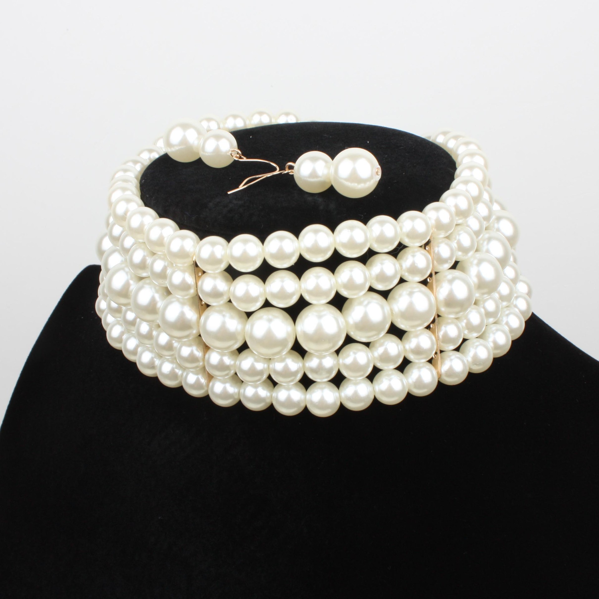 Occident and the United States pearlNecklace Set (Grab black)NHCT0063-Grab black