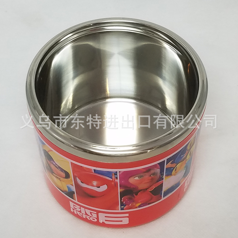 Stainless steel round lunch box in cartoon shape, children's Frozen Big white robot cat food box, student picnic lunch box detail image 19