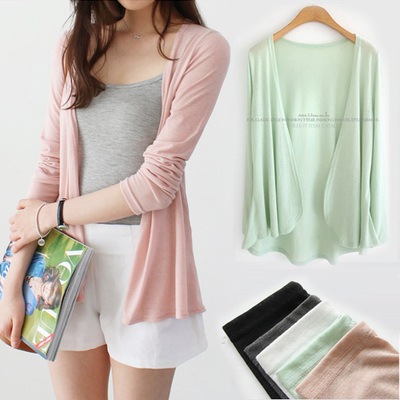 pack summer Sunscreen Cardigan Sweater modal Shawl Mid length version Long sleeve air conditioner coat