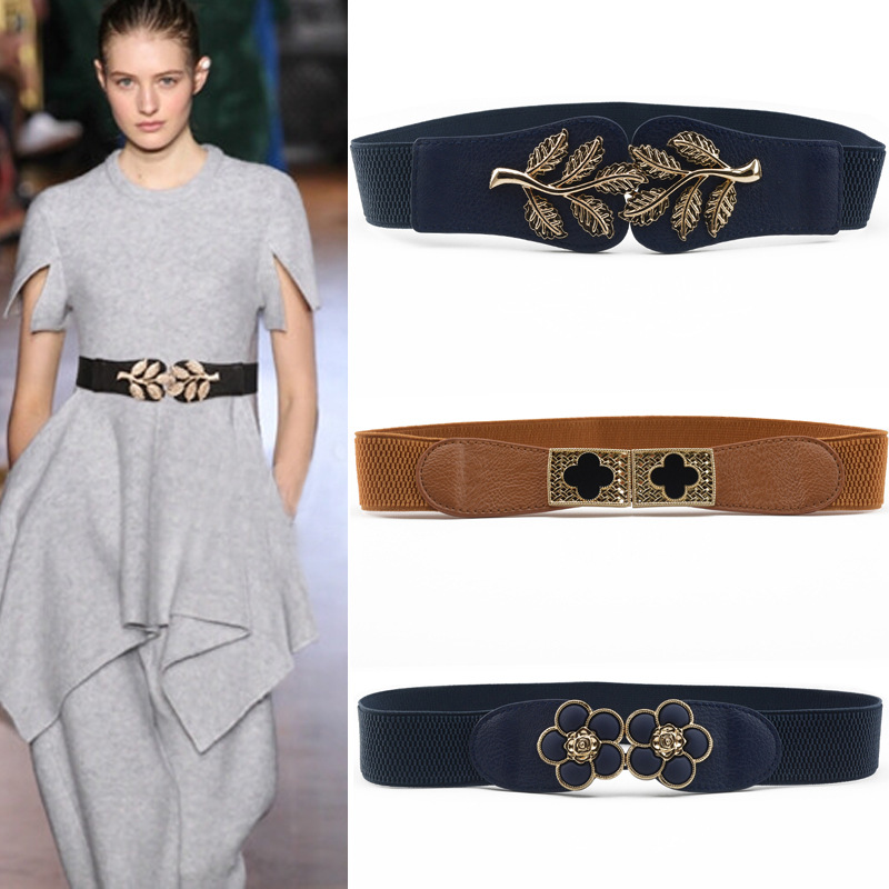 Dress Decorative Elastic Women's Waist Cincher Korean Style Ladies Wide Stretchy Black Belt_voghion.com