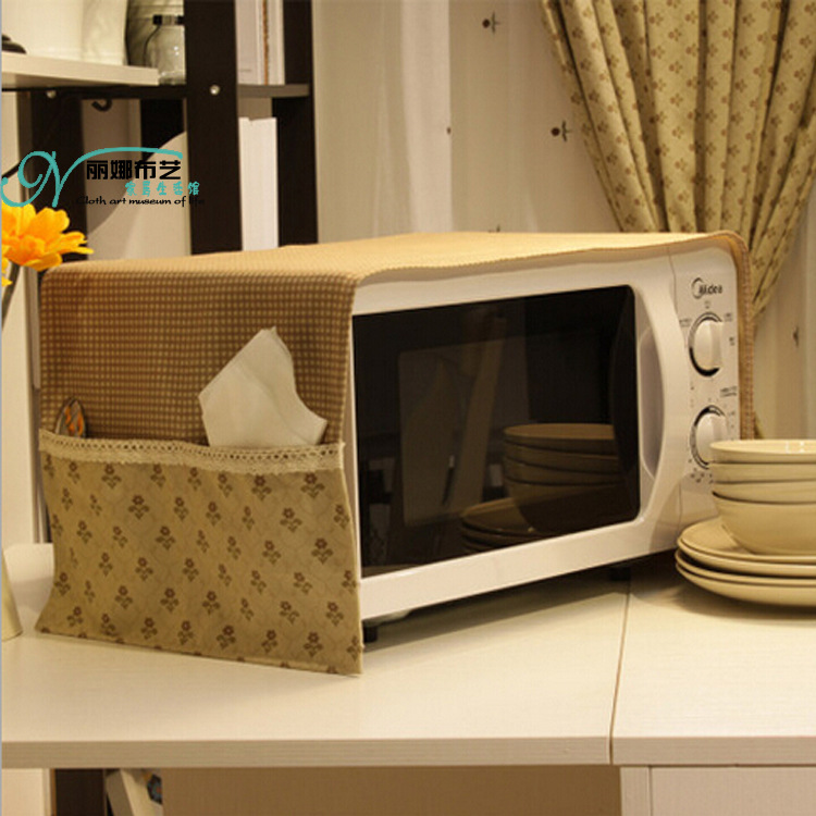 Special section Countryside lattice antifouling Microwave Oven head-cover or veil for the bride at a wedding oven Home Fabric kitchen dust cover