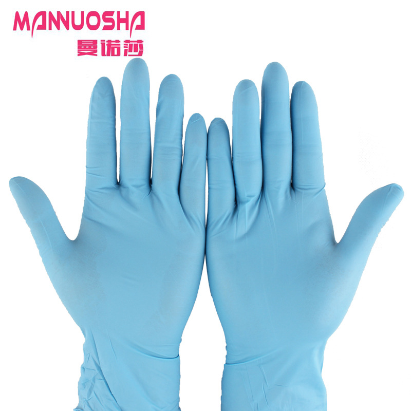 曼诺莎一次性丁腈手套劳保工业医用丁晴乳胶橡胶耐磨实验防滑防油