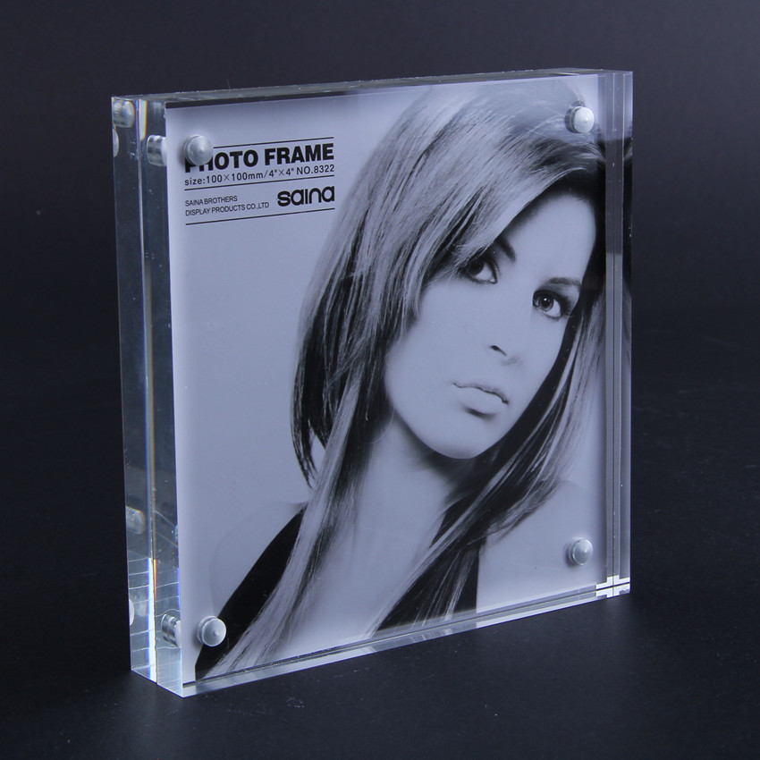 高档 强磁相框 加厚台签 亚克力相框 水晶桌牌 4寸照片框 10*10cm
