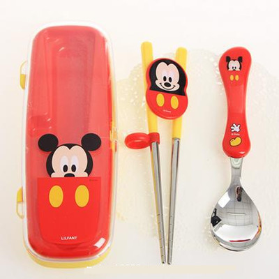 South Korea Mickey Minnie children's learning chopsticks children's chopsticks suit learning chopsticks spoon with box
