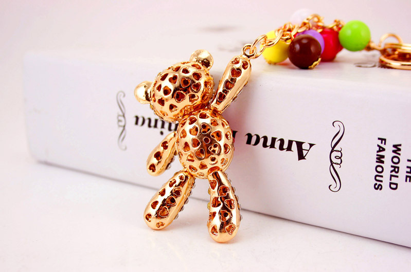 49g Weight Travel Occasion Alloy, Metal Material Doll Pattern Unisex Gender Pink, Purple, Red, Blue, Peach Color Korean  Creative Cute Diamond Cartoon Bear Car Keychain 18