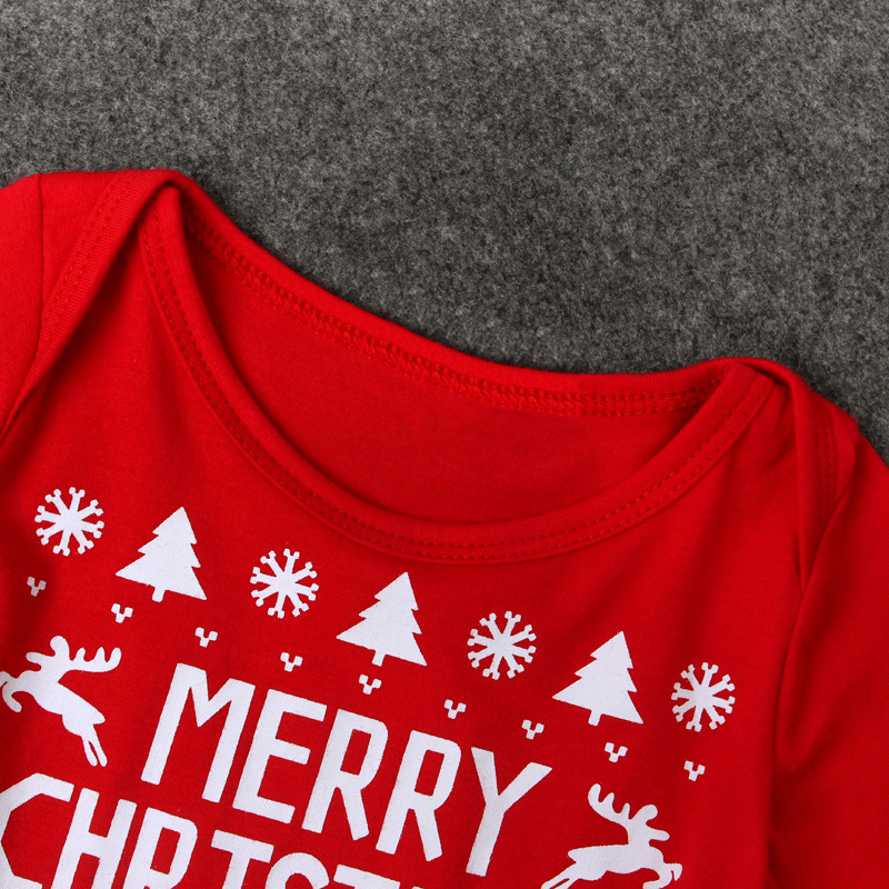 Children's Christmas jumpsuit boys and girls letter short sleeve Christmas suit_voghion.com