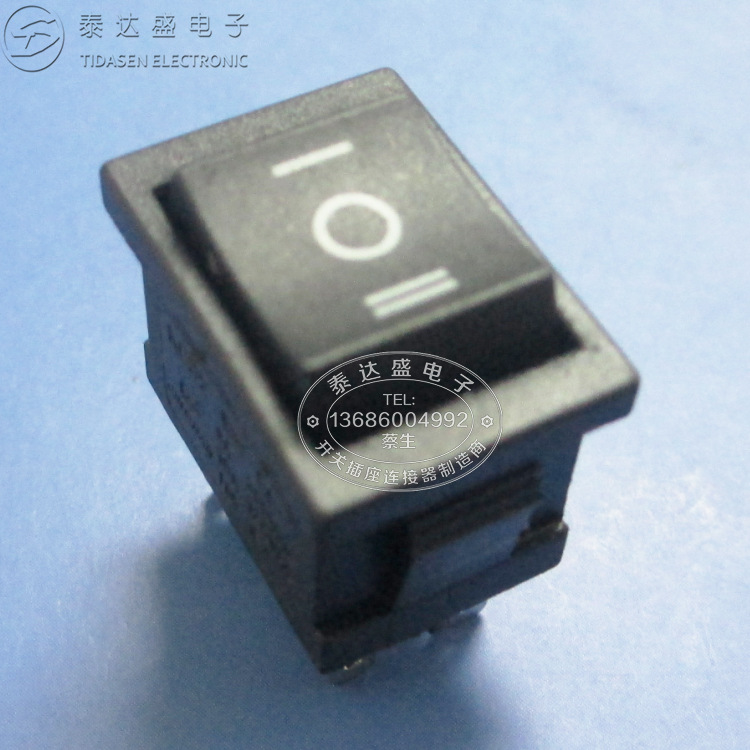 取暖器三档六脚船形开关 铜脚铜点耐温长寿命全黑IO翘板开关KCD2
