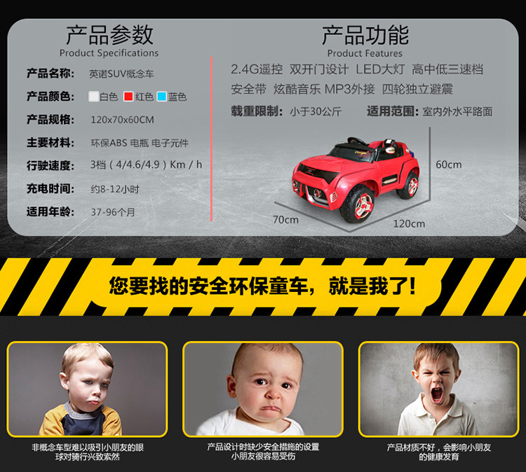 正品SM291613 2.4G英诺SUV概念跑车 四轮双驱越野遥控车 可坐童车