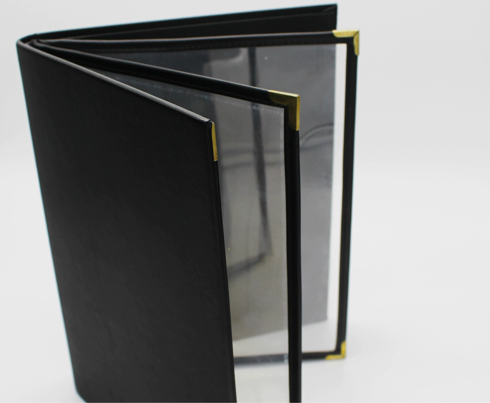 Высококачественный ПВХ в западном стиле 10-Page 20-сторонняя прозрачная книга меню кожа А4 с вкладными листами зажим для меню цена меню