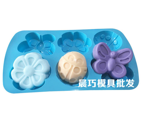 Supply silicone cake molds 6 holes butterfly flower insect beetle rice ball chocolate soap mold