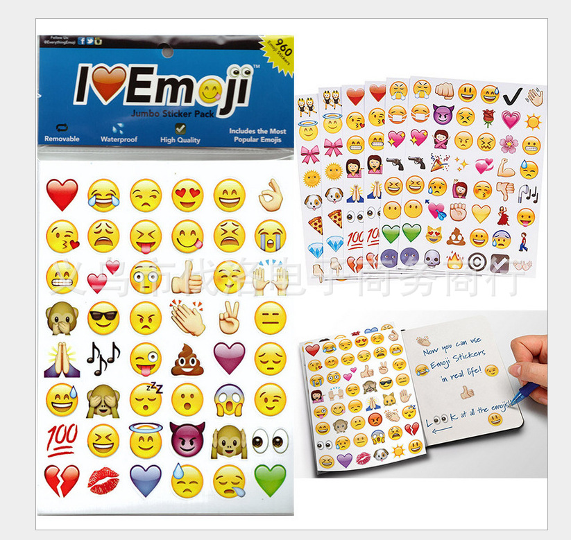 厂家直销苹果emoji表情贴纸 日记本笑脸装饰EMOJI表情贴、20张装