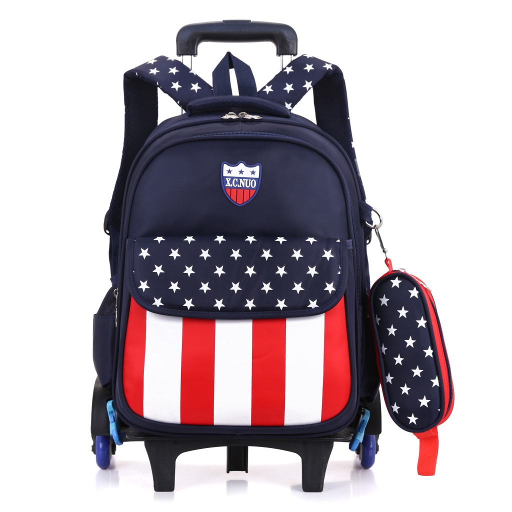 school bag小学生拉杆书包儿童三轮六轮可爬梯双肩包轻便减负背包