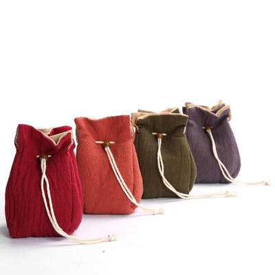 手工麻布袋茶具茶杯收納袋子茶壺快客杯布袋手提便攜旅行加厚布包