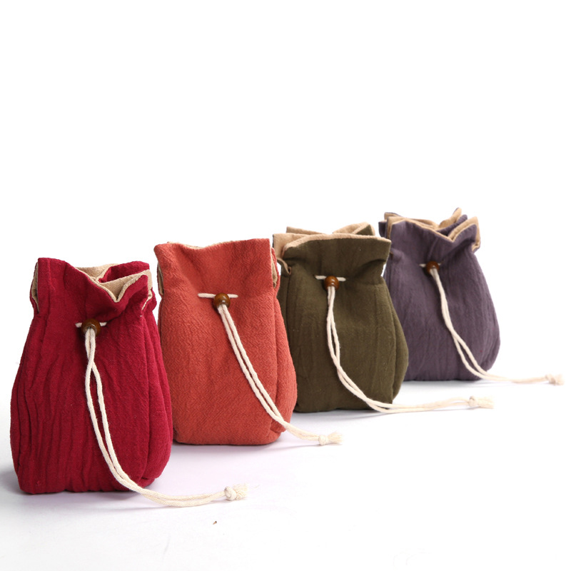 手工麻布袋茶具茶杯收納袋子茶壺快客杯布袋手提便攜旅行加厚布包