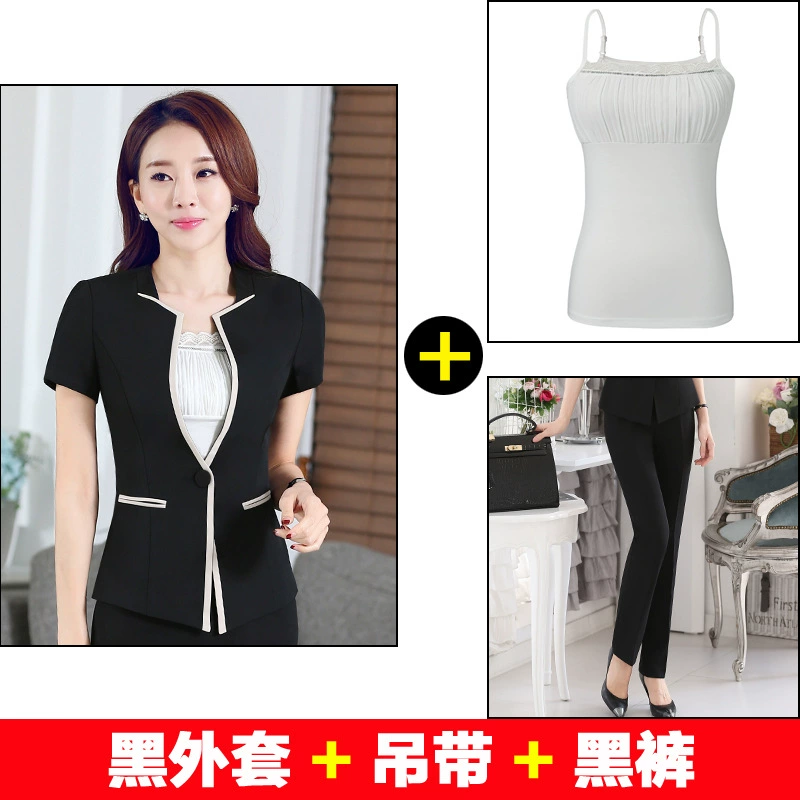 Spring red set, with short sleeve, slim fit, Korean style