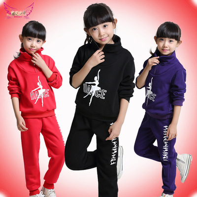 new pattern children leotards Long sleeved suit girl Latin Plush thickening Exercise clothing Autumn and winter