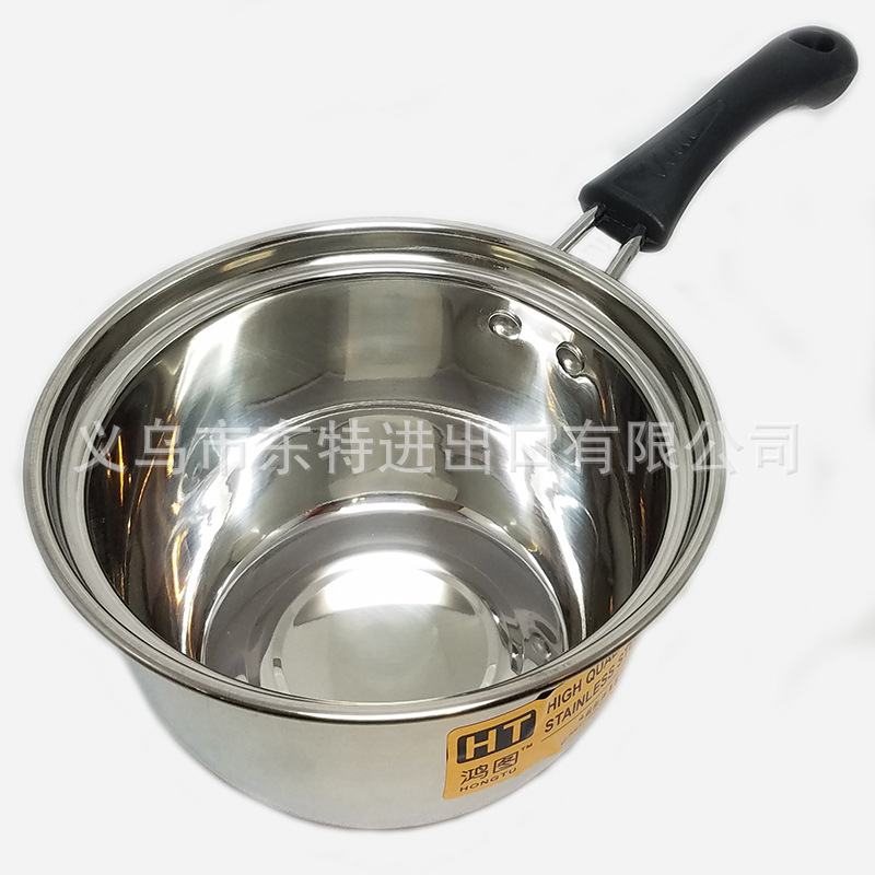 Factory direct sales of stainless steel milk pot three-piece set, Korean-style glass lid gift pot, single-handle multi-functional milk pot detail image 16