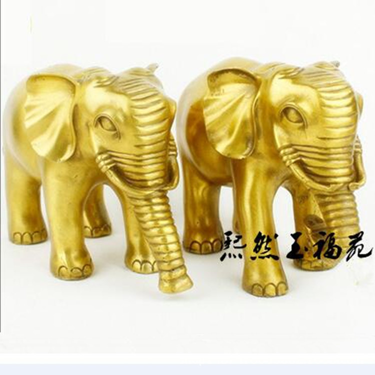 纯铜大象摆件精工铜象一对吸水象客厅风水装饰品工艺品礼品