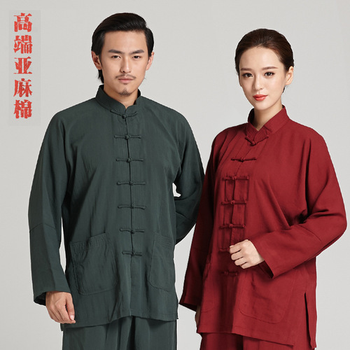 Tai chi wushu kung fu clothing Tang dynasty for womenTaiquan training suit linen martial arts performance suit