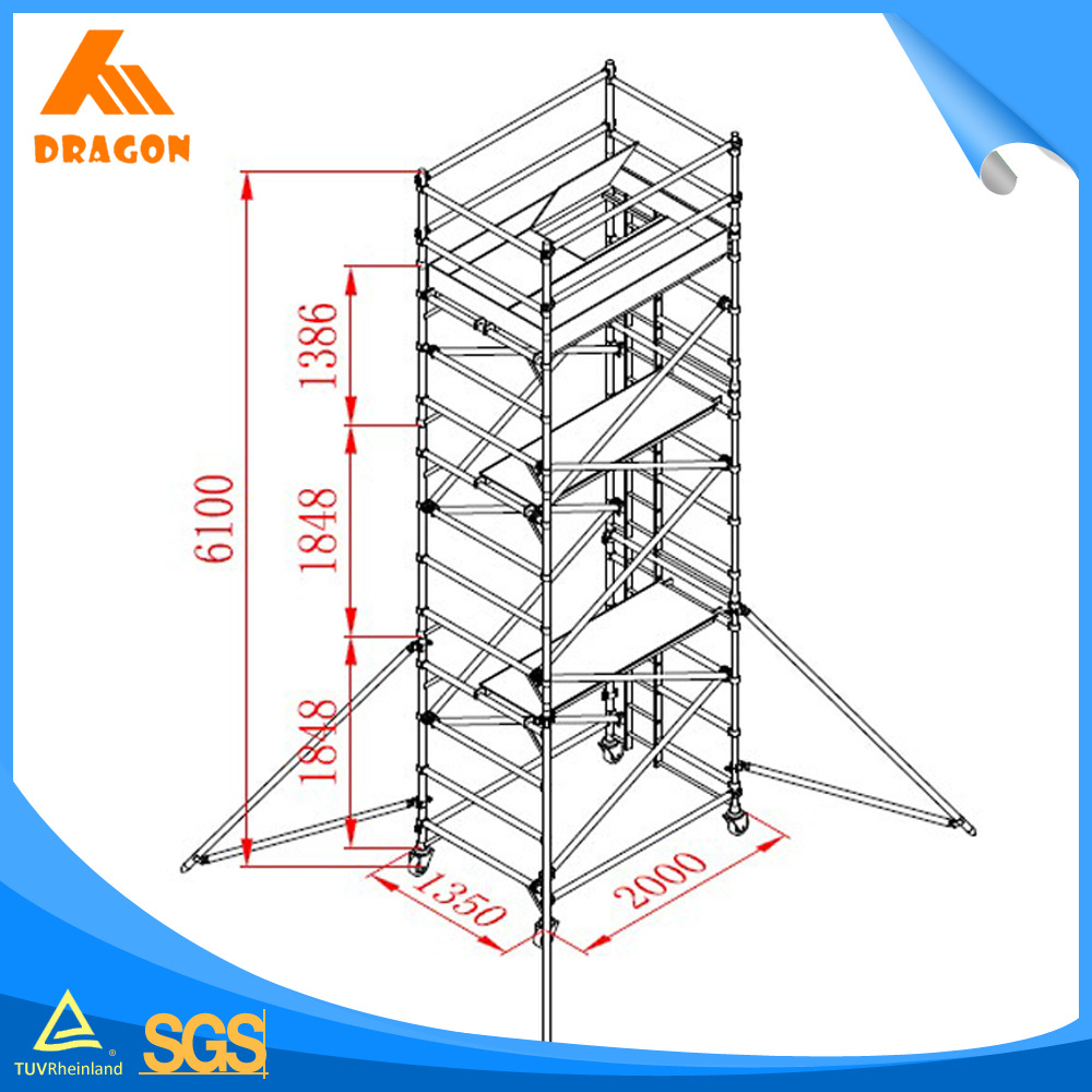 创笙custom款悬梯脚手架 铝合金带踢脚板装饰装修佛山厂家可拆卸