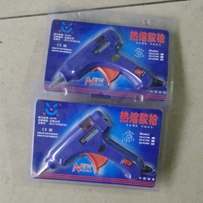 顺心蓝色20W带开关小胶枪7MM胶棒用带指示灯胶枪合力胶枪