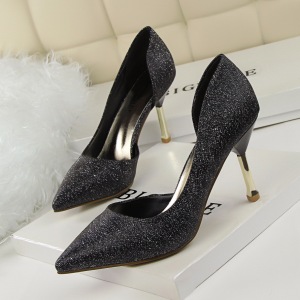 313-1 han edition fashionable nightclub sexy side hollow out shoes electroplating metal high heels