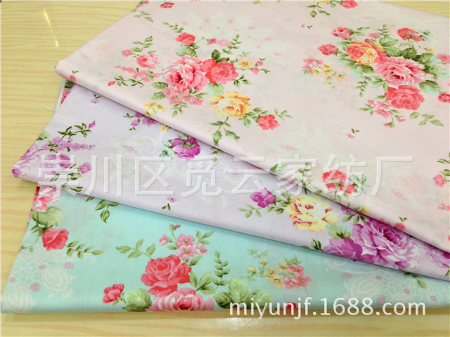 【三色牡丹】纯棉斜纹印花布料 床单被罩围裙全棉花布碎花批发