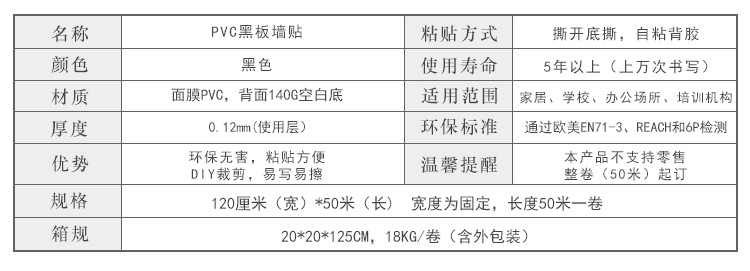 120CM寬黑板貼-參數