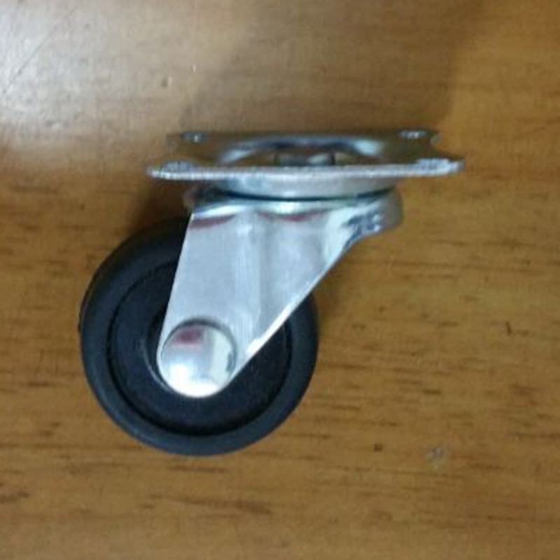 1寸脚轮橡胶1.25寸1.5寸2寸3寸万向橡胶轮黑色轮子手推车车轮耐磨