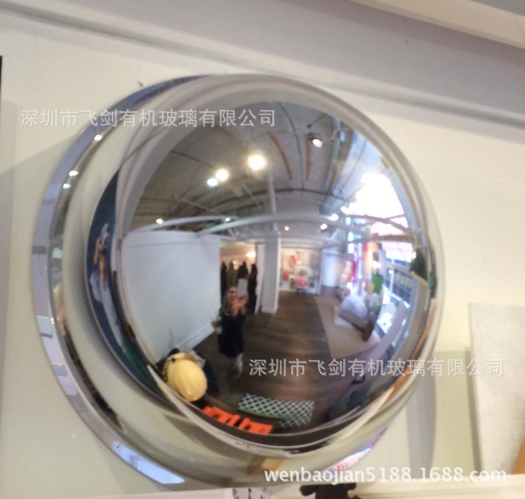 360度全反光的半圆弧镜子，镜面效果圆形展示罩子